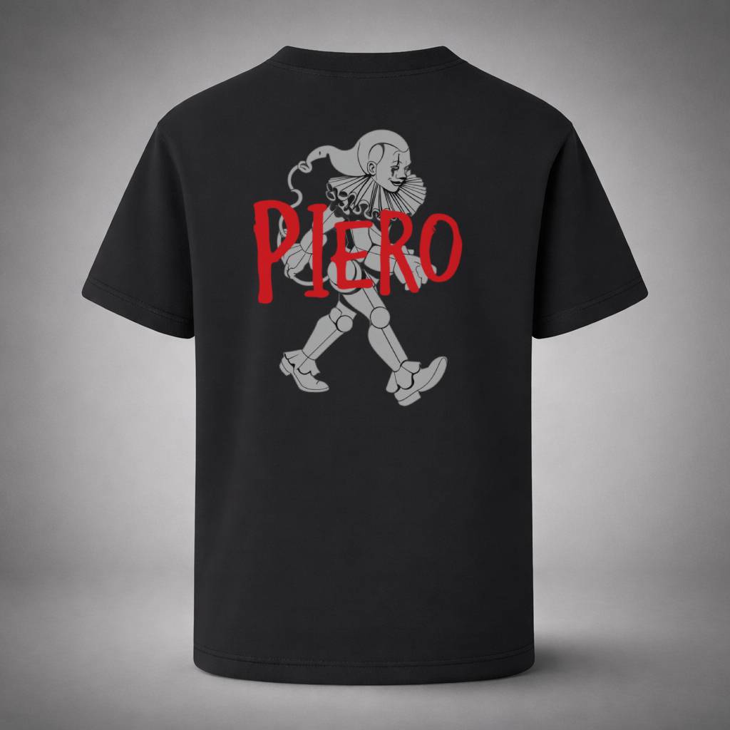 “Runaway Pierrot Black Tee” / PIERO – ESCAPE THE EXPECTATION