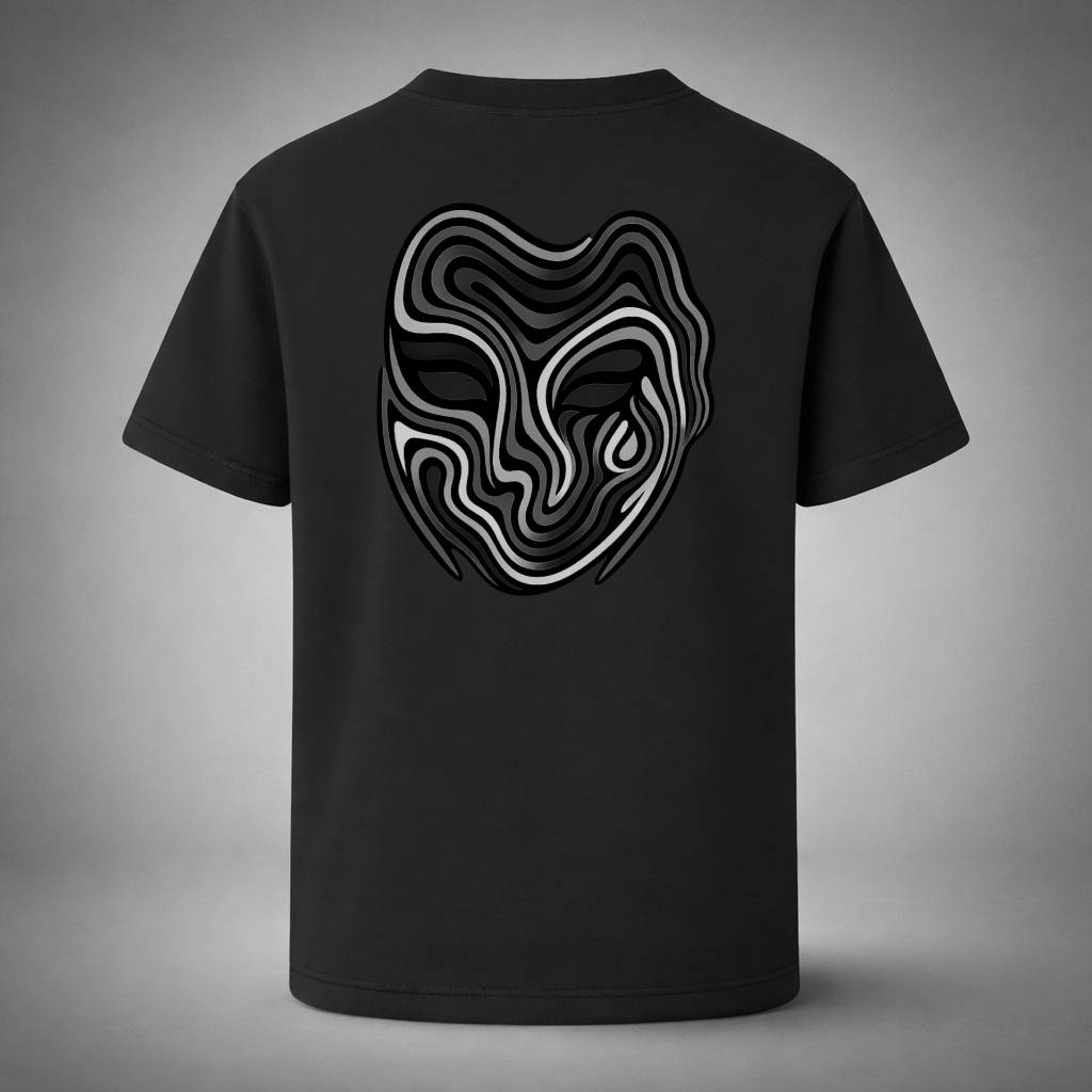 “Waves of Identity Black Tee” / PIERO – DISTORT TO REVEAL