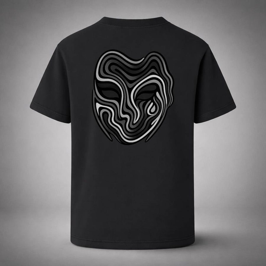“Waves of Identity Black Tee” / PIERO – DISTORT TO REVEAL