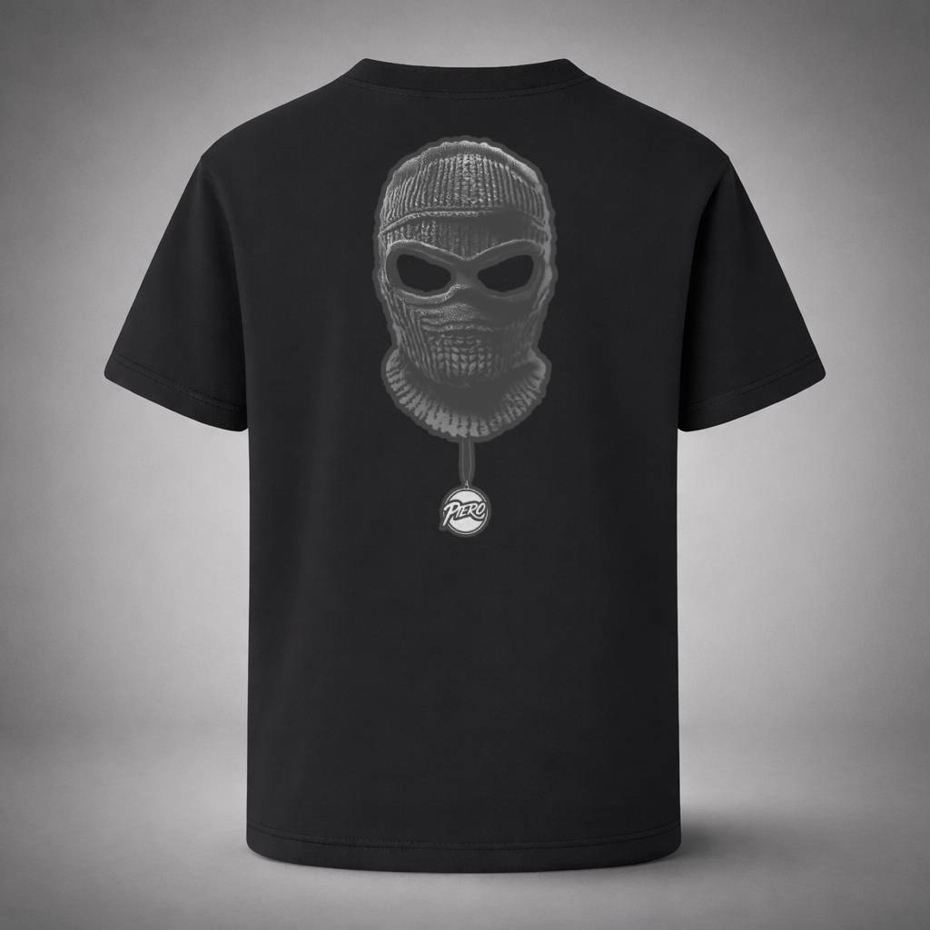 “The Balaclava Drop Black Tee” / PIERO – CODED PRESENCE