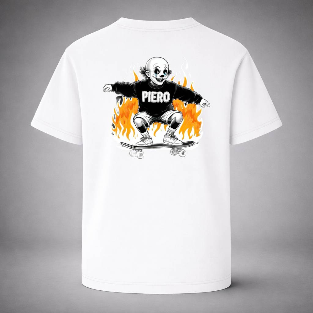 “Skate Inferno White Tee” / PIERO – STYLE THROUGH FIRE