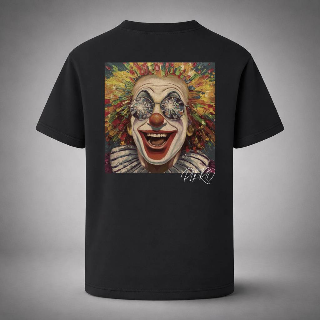 “Crazy Clown Black Tee” / PIERO – CHAOS IN COLOR