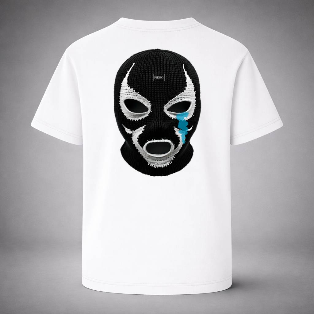 “Tearmask White Tee” / PIERO – VIOLENCE & VULNERABILITY