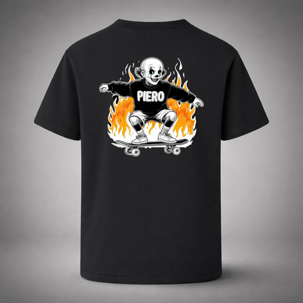 “Skate Inferno Black Tee” / PIERO – STYLE THROUGH FIRE