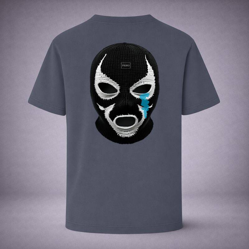 “Tearmask Indigo Tee” / PIERO – VIOLENCE & VULNERABILITY