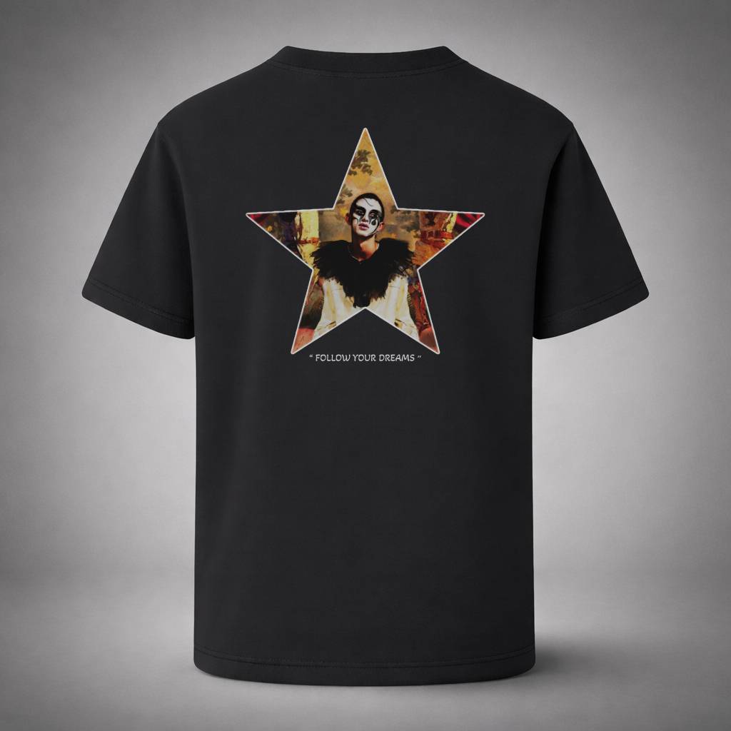 “Starbound Black Tee” / PIERO – FOLLOW YOUR DREAMS