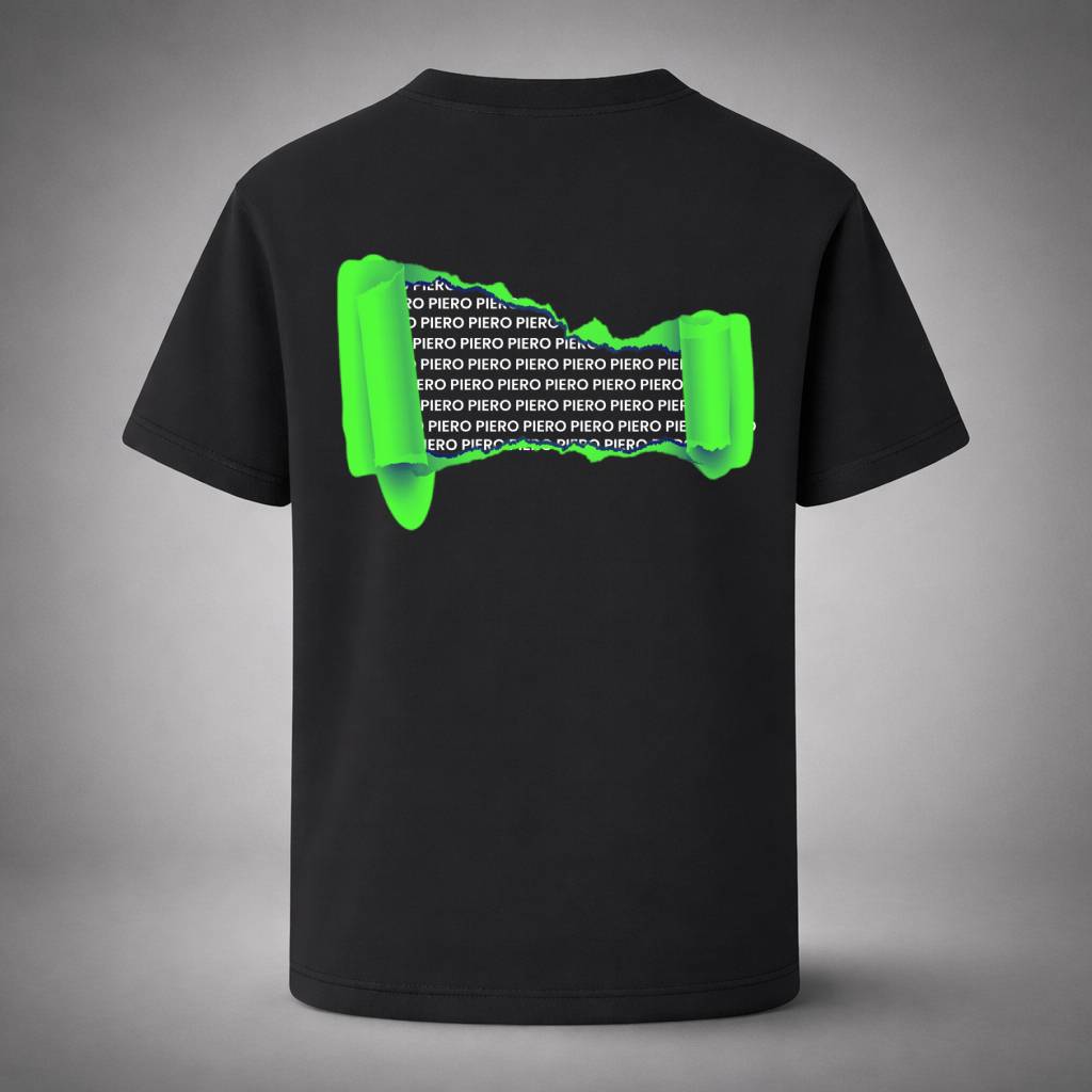 “Uncovered Logo Black Tee” / PIERO – NEON INTENT