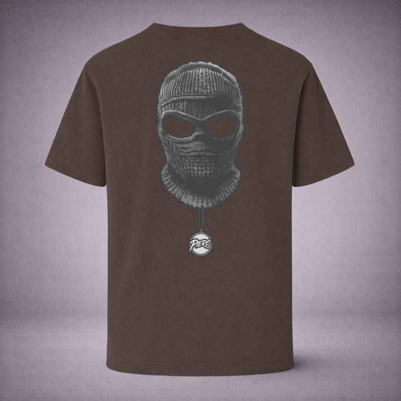 “The Balaclava Drop Brown Tee” / PIERO – CODED PRESENCE