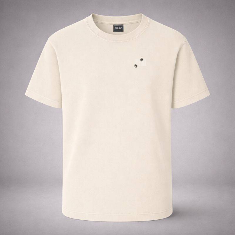 “Core Logo Ecru Tee” / PIERO – ESSENTIAL PRESENCE