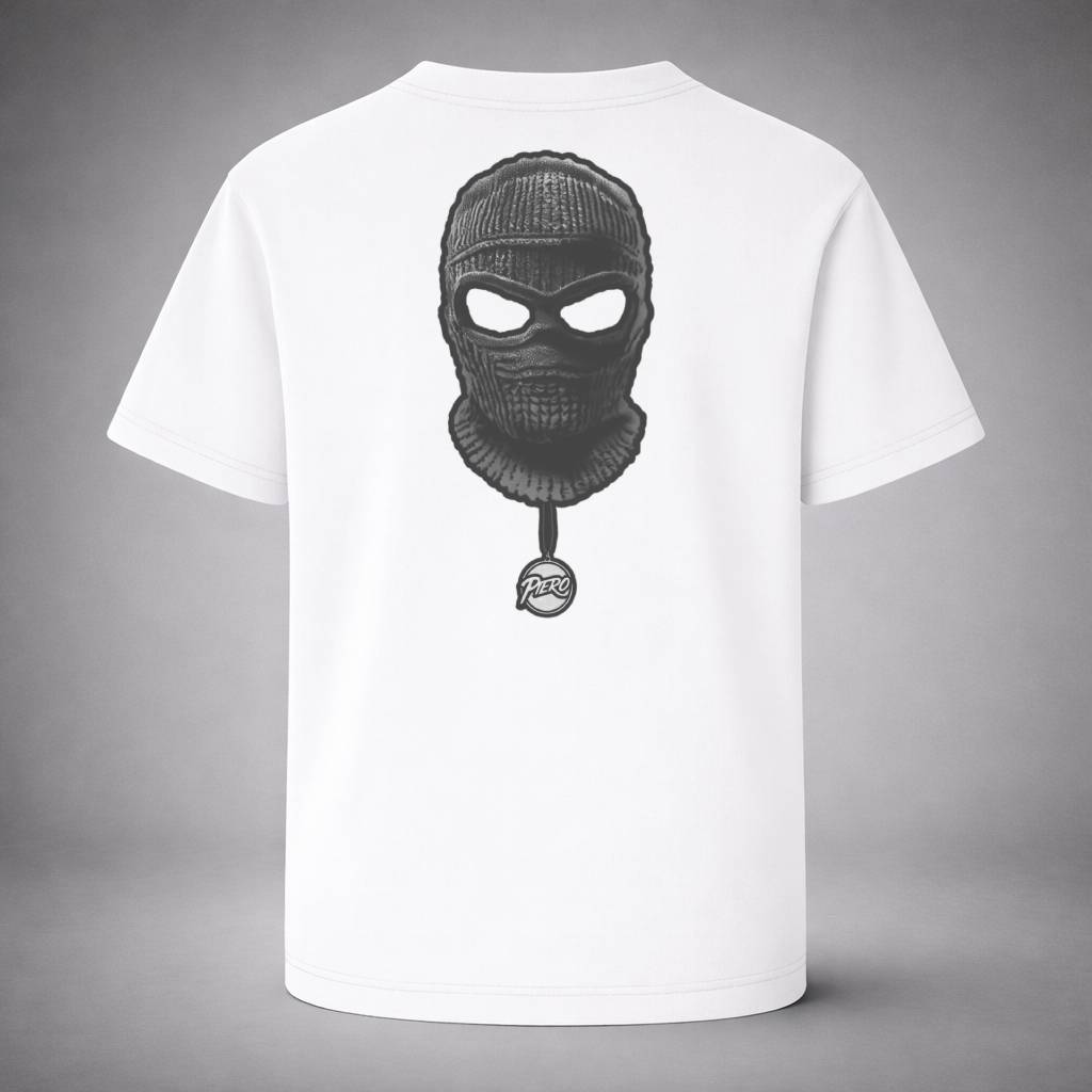 “The Balaclava Drop White Tee” / PIERO – CODED PRESENCE