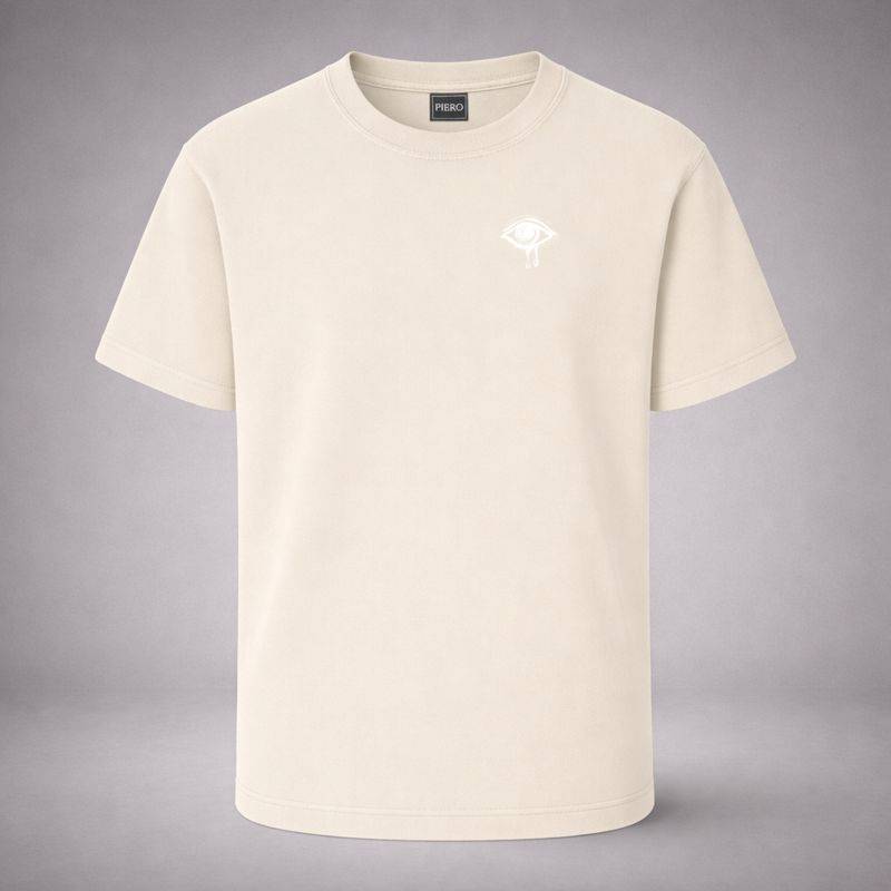 “Eye Vision Drop Ecru Tee” / PIERO – MINIMAL POWER. MAX